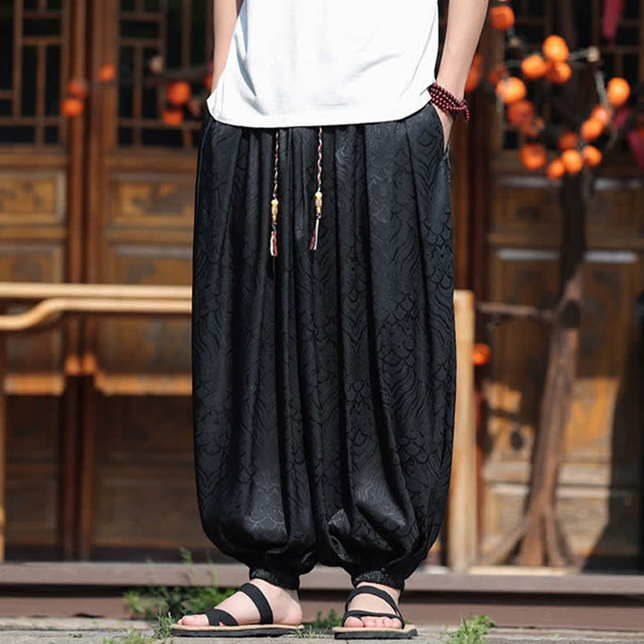 Buddha Stones 夏物カジュアルボヘミアン抽象柄アンクルパンツ メンズハーレムパンツ - image 16