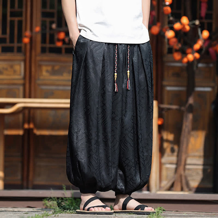 Buddha Stones 夏物カジュアルボヘミアン抽象柄アンクルパンツ メンズハーレムパンツ - image 10