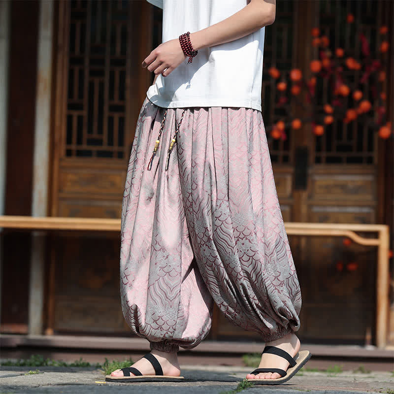 Buddha Stones 夏物カジュアルボヘミアン抽象柄アンクルパンツ メンズハーレムパンツ - アザミ - US/UK/AU46、 EU56 (5XL) - image 0