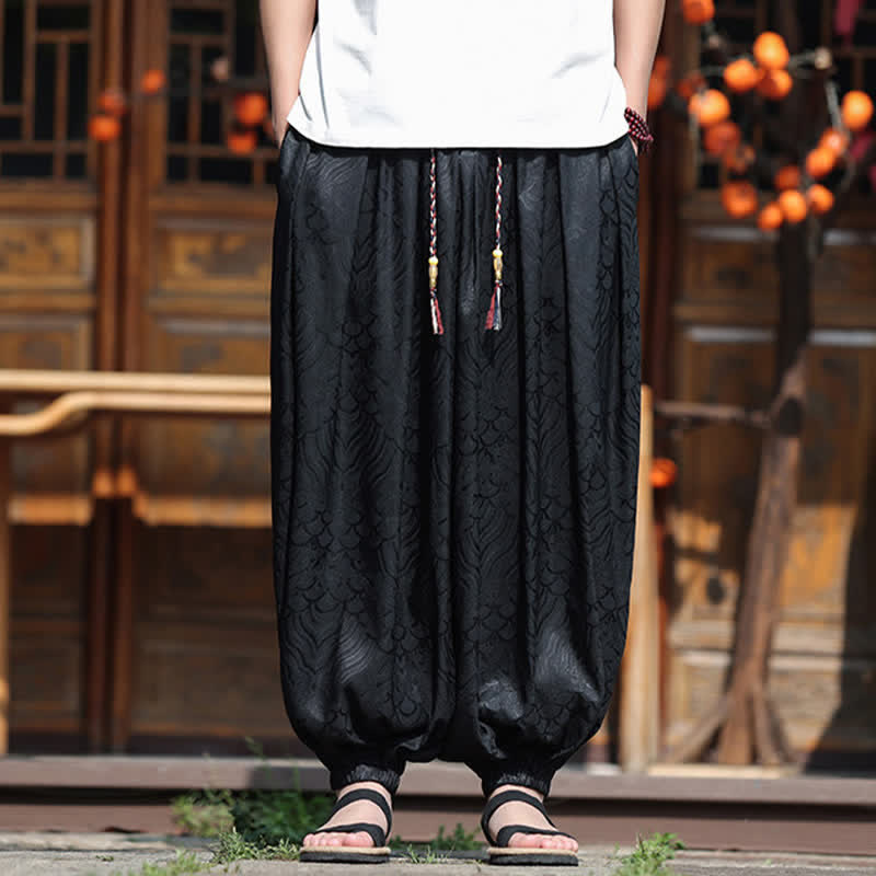 Buddha Stones 夏物カジュアルボヘミアン抽象柄アンクルパンツ メンズハーレムパンツ - image 15