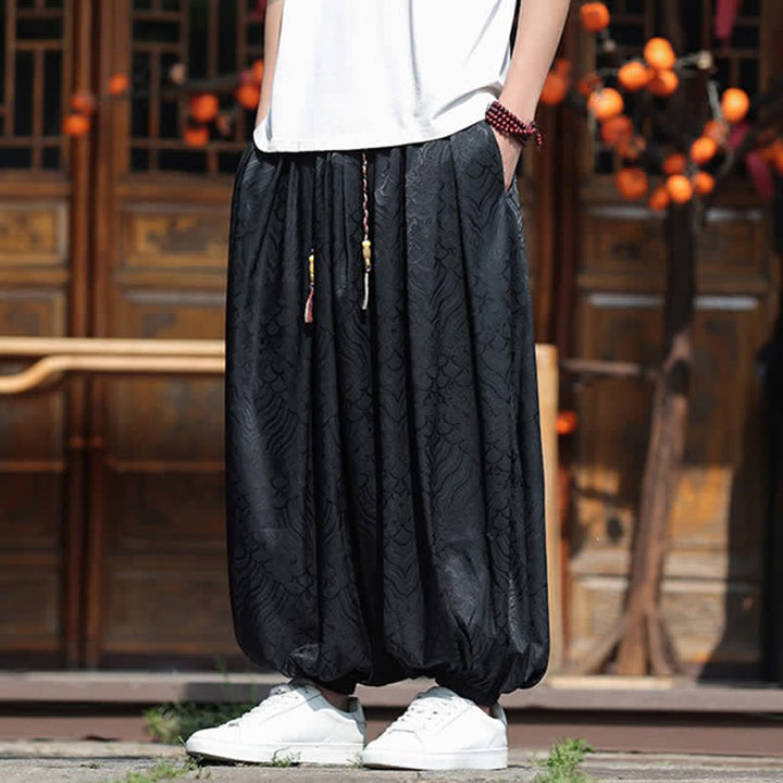 Buddha Stones 夏物カジュアルボヘミアン抽象柄アンクルパンツ メンズハーレムパンツ - image 14