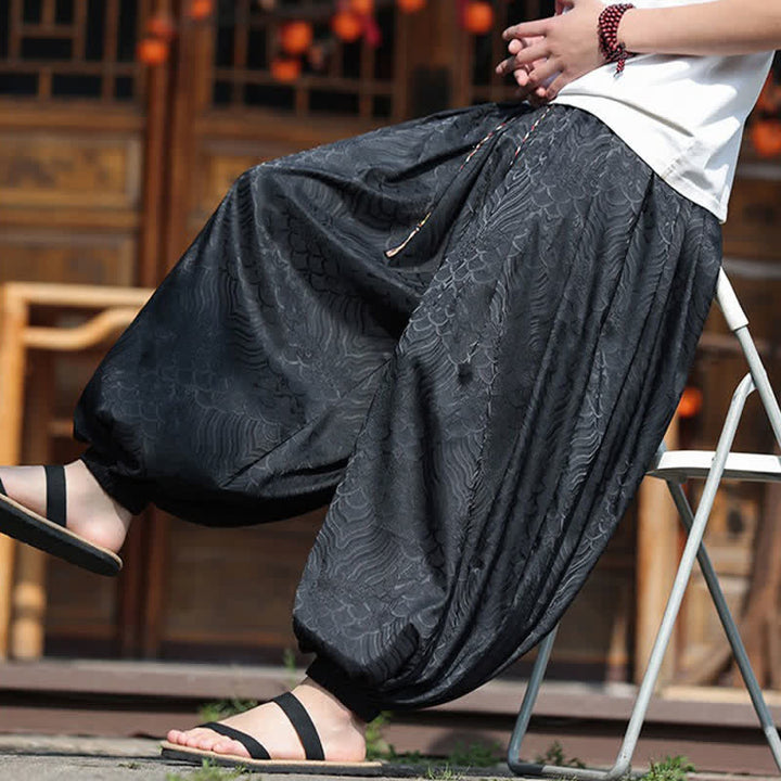 Buddha Stones 夏物カジュアルボヘミアン抽象柄アンクルパンツ メンズハーレムパンツ - image 17