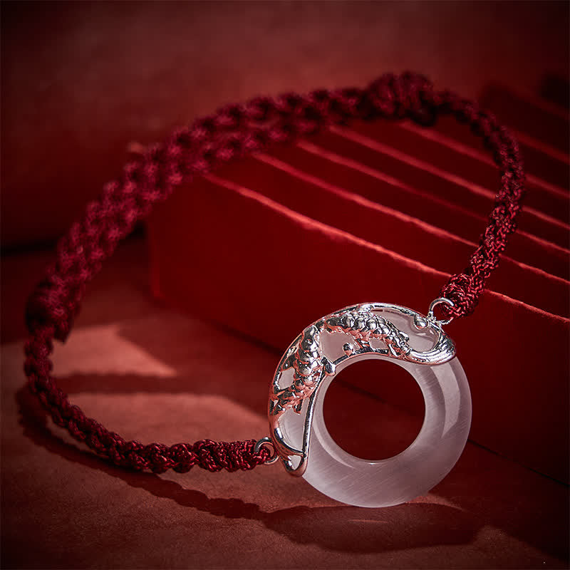 Buddha Stones 白翡翠の鯉の富の赤紐ブレスレット - image 3