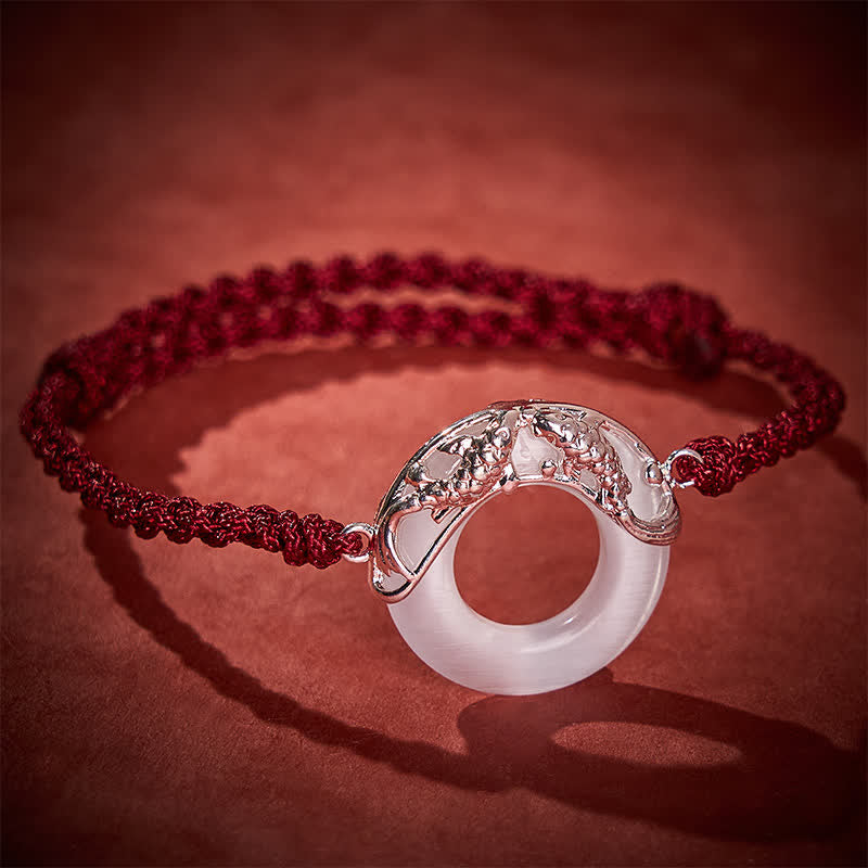 Buddha Stones 白翡翠の鯉の富の赤紐ブレスレット - image 1