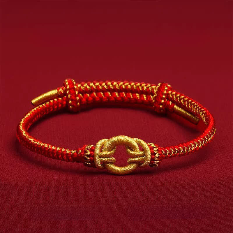 Buddha Stones 赤紐の干支幸運編み込み結びブレスレット - 一般的な - 手首周り：14～20cm - image 1