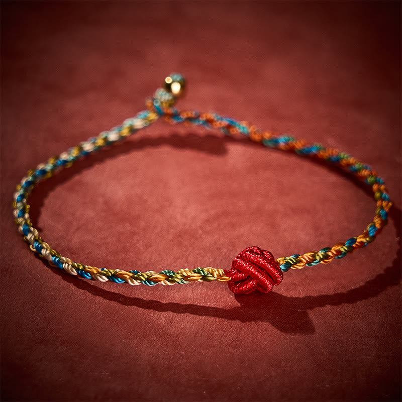 Buddha Stones 手織りのカラフルな赤紐の守護ブレスレット - 7.48インチ / 19cm - image 0