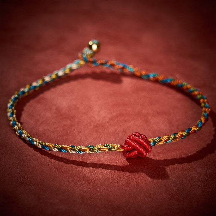 Buddha Stones 手織りのカラフルな赤紐の守護ブレスレット - 7.48インチ / 19cm - image 0