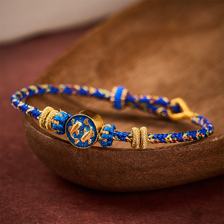 Buddha Stones 手織り糸 ダブルゴールデン鯉強度ロープブレスレット - image 3
