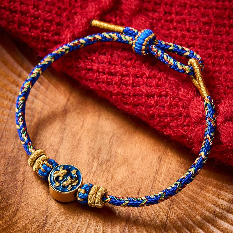 Buddha Stones 手織り糸 ダブルゴールデン鯉強度ロープブレスレット - image 1
