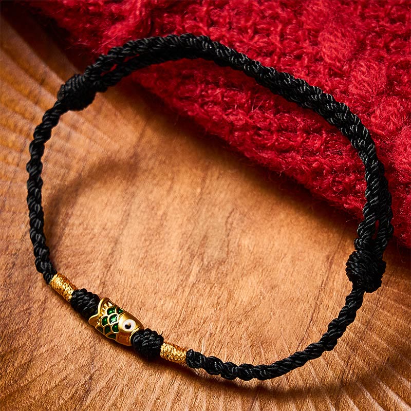 Buddha Stones 手織りの鯉の成就ロープブレスレット - image 10
