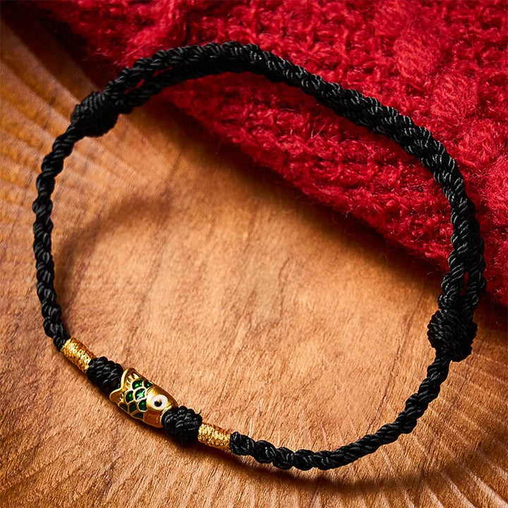 Buddha Stones 手織りの鯉の成就ロープブレスレット - image 10