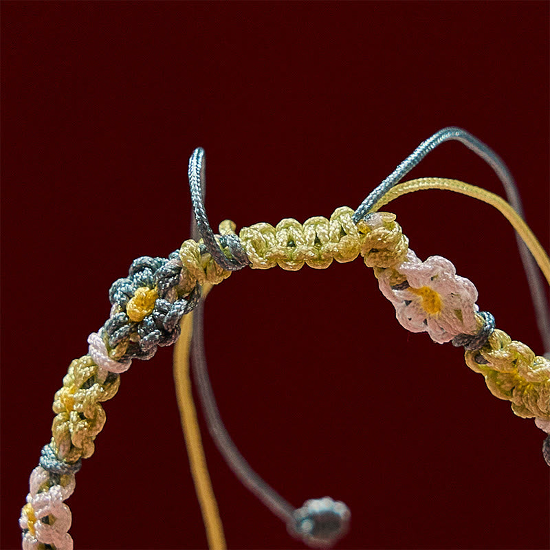 Buddha Stones 手織りパステルデイジーグラデーションストリングブレスレット - image 6
