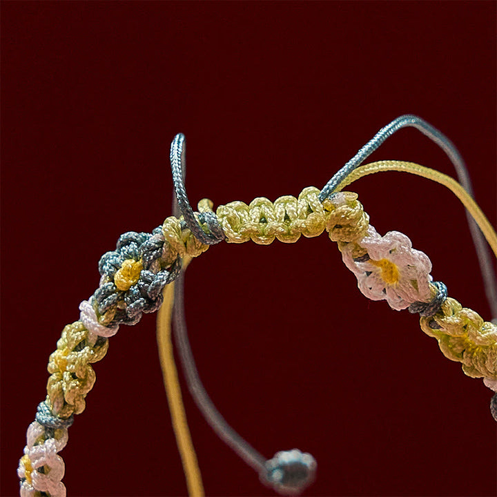 Buddha Stones 手織りパステルデイジーグラデーションストリングブレスレット - image 6