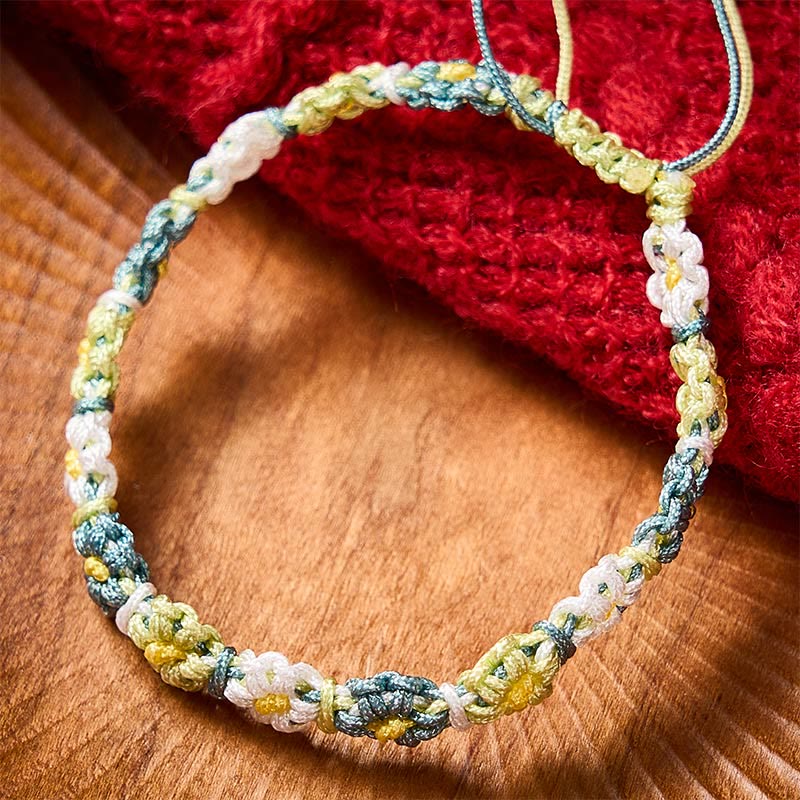 Buddha Stones 手織りパステルデイジーグラデーションストリングブレスレット - image 1