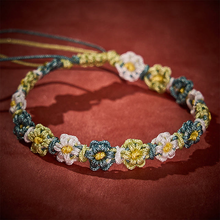 Buddha Stones 手織りパステルデイジーグラデーションストリングブレスレット - image 2