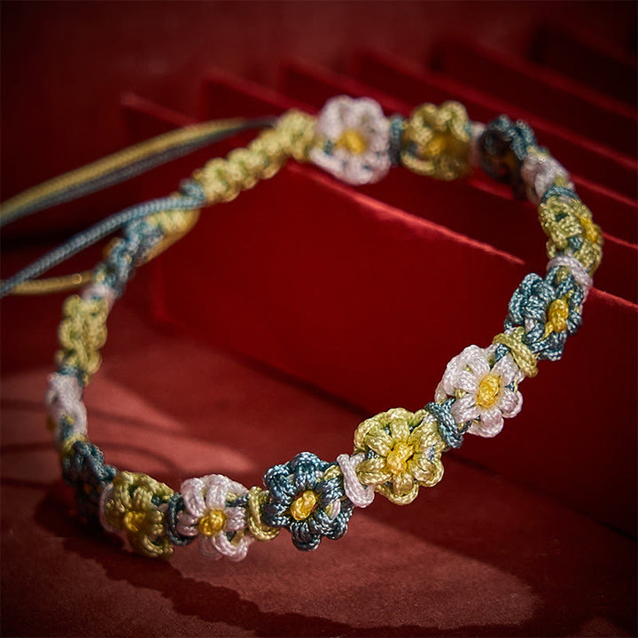 Buddha Stones 手織りパステルデイジーグラデーションストリングブレスレット - image 4