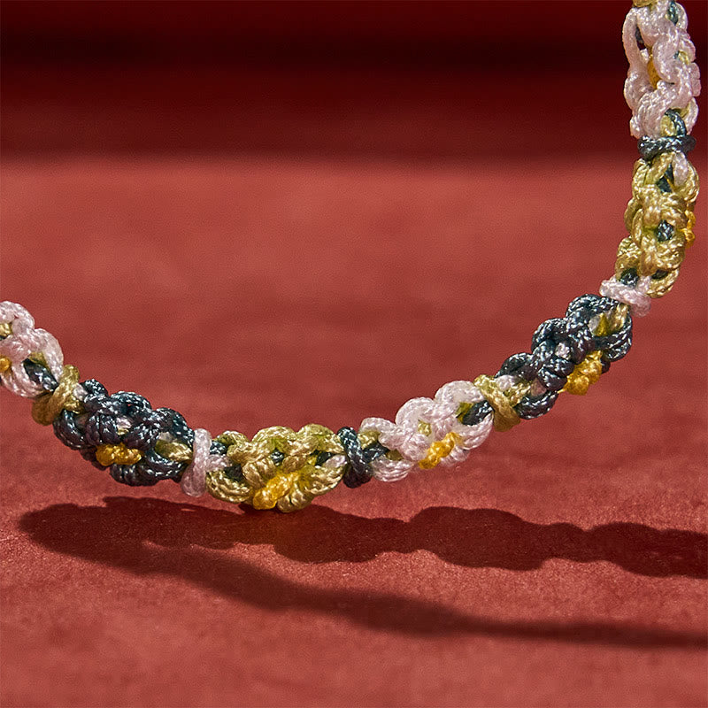 Buddha Stones 手織りパステルデイジーグラデーションストリングブレスレット - image 7