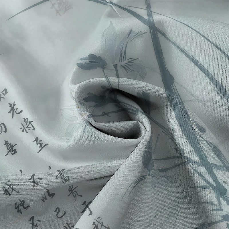 Buddha Stones 墨竹書道模様ボタン付き通気性メンズ半袖シャツ - image 4