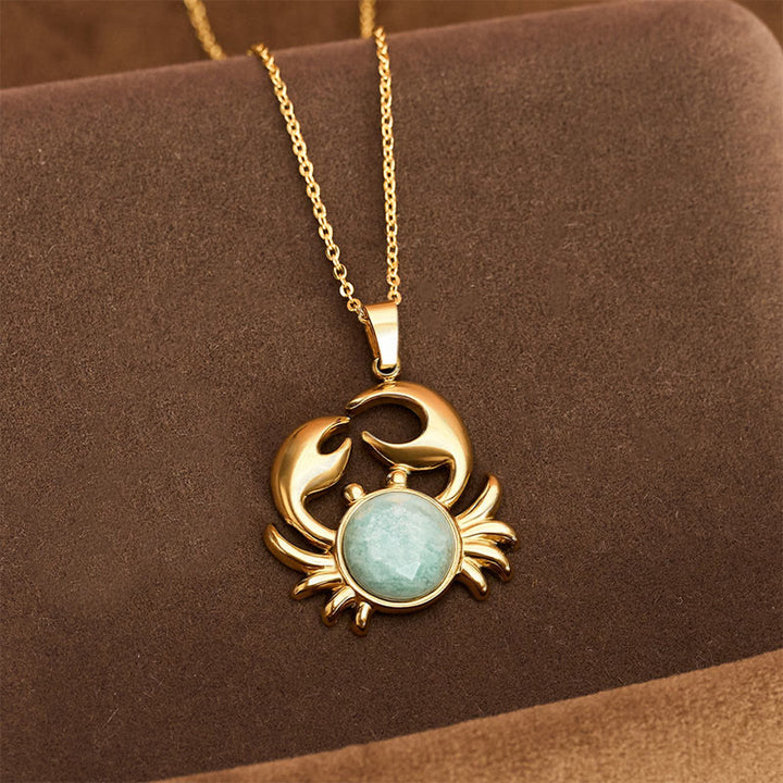 Buddha Stones 金メッキのアメジスト製カニモチーフのインナーピースネックレス - アマゾナイト（真実♥コミュニケーション） - image 12