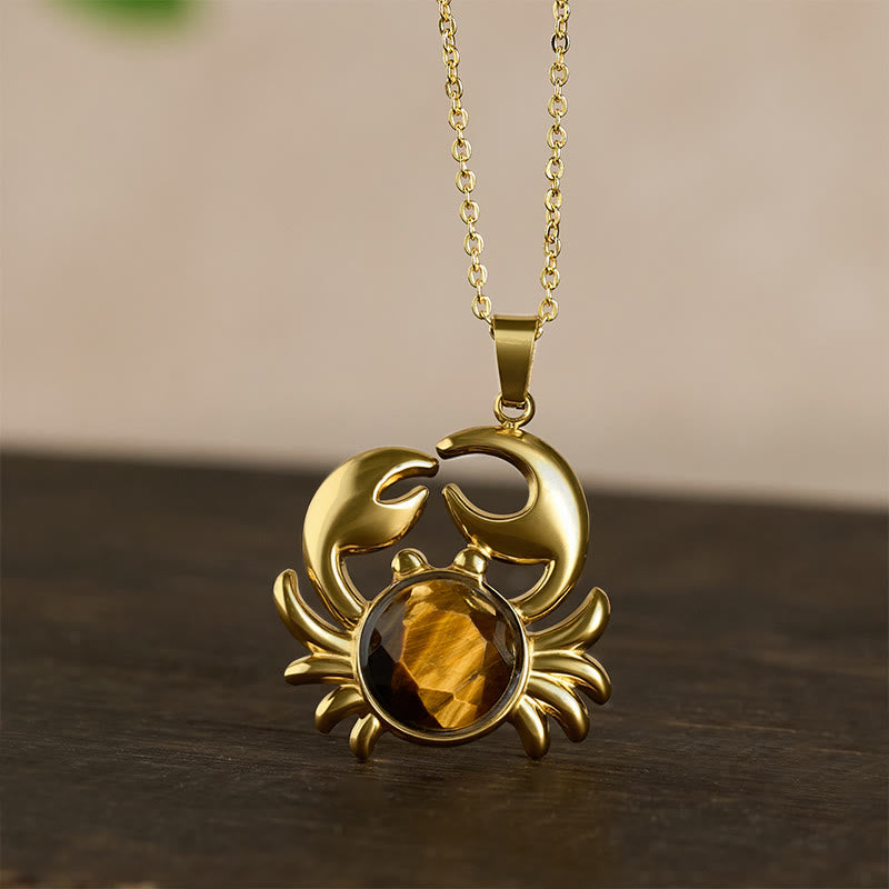 Buddha Stones 金メッキのアメジスト製カニモチーフのインナーピースネックレス - image 10