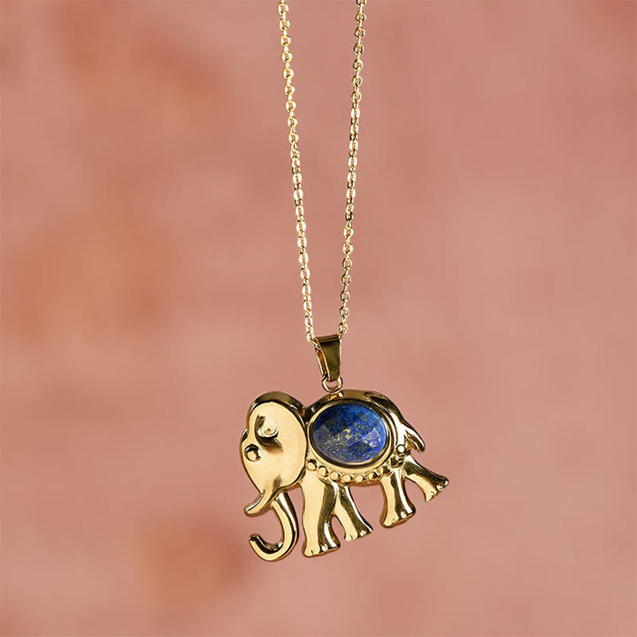 Buddha Stones 金メッキのタイガーアイ象保護ネックレス - image 10