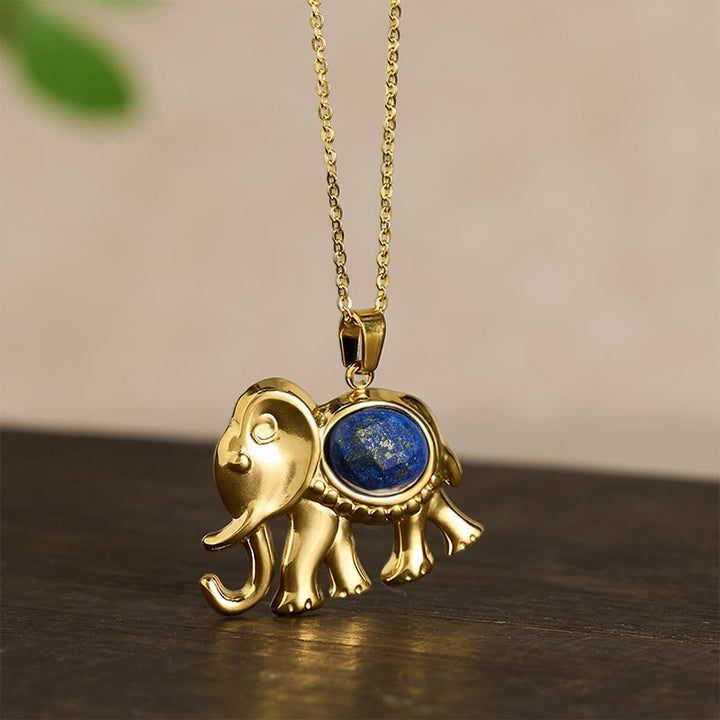 Buddha Stones 金メッキのタイガーアイ象保護ネックレス - image 11