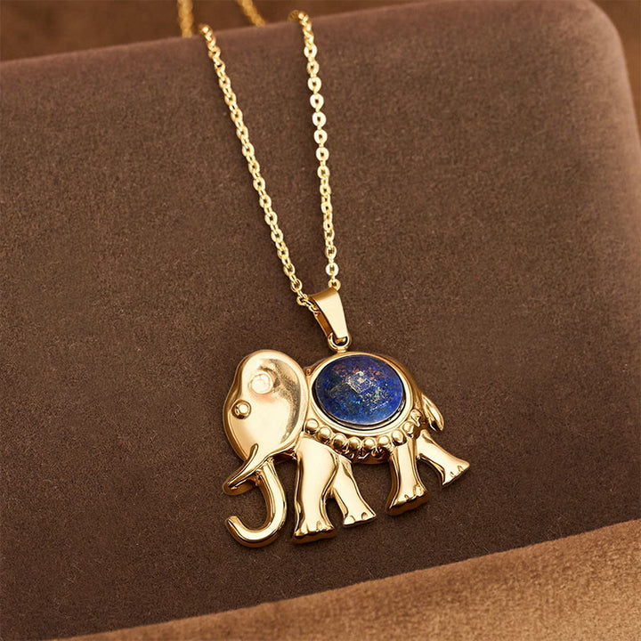 Buddha Stones 金メッキのタイガーアイ象保護ネックレス - ラピスラズリ（知恵♥真実） - image 7