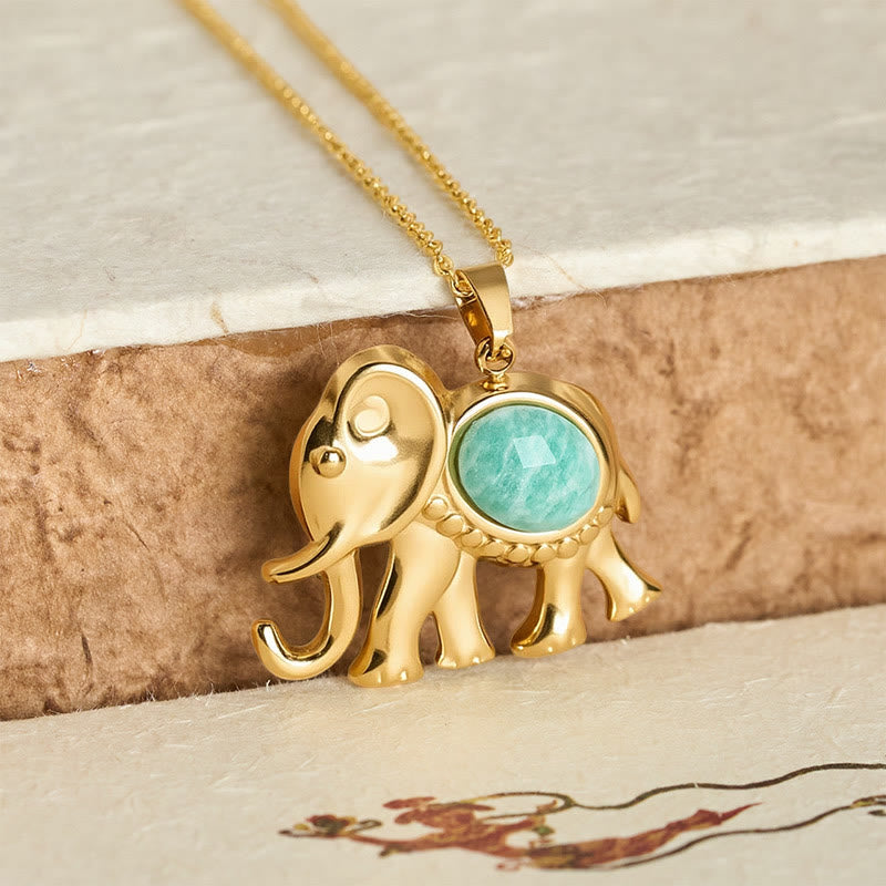 Buddha Stones 金メッキのタイガーアイ象保護ネックレス - image 15