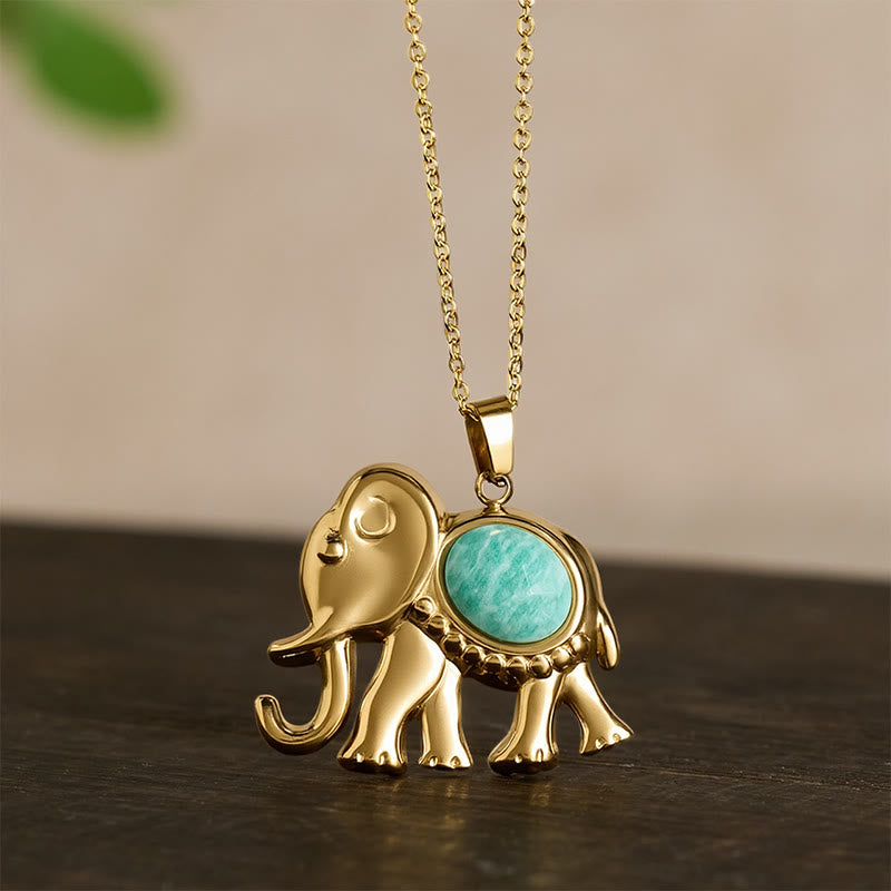 Buddha Stones 金メッキのタイガーアイ象保護ネックレス - image 17