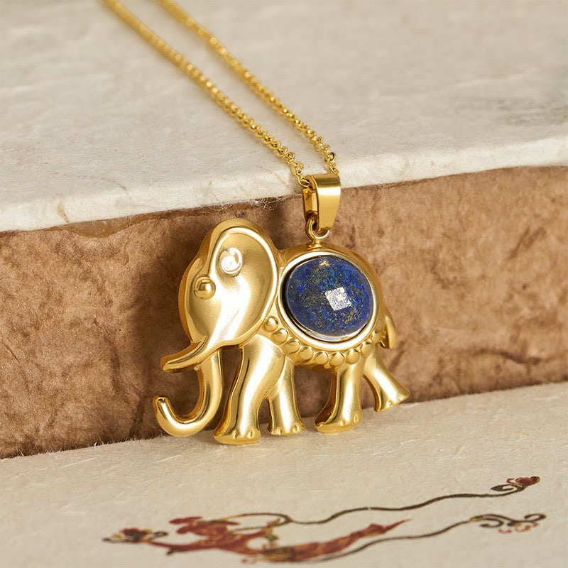 Buddha Stones 金メッキのタイガーアイ象保護ネックレス - image 9
