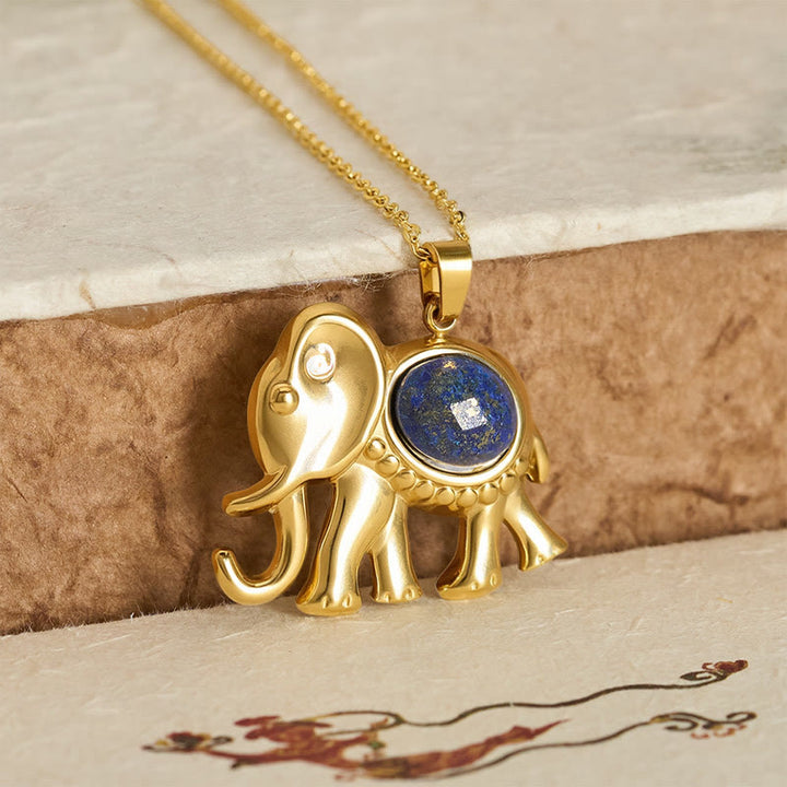 Buddha Stones 金メッキのタイガーアイ象保護ネックレス - image 9
