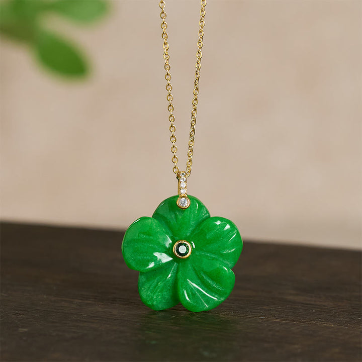 Buddha Stones 天然グリーンアベンチュリン五弁花ポジティブネックレス - image 8