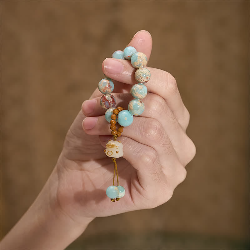 Buddha Stones 寿山石炭焼き猫幸運触覚瞑想ビーズ装飾品 - image 6
