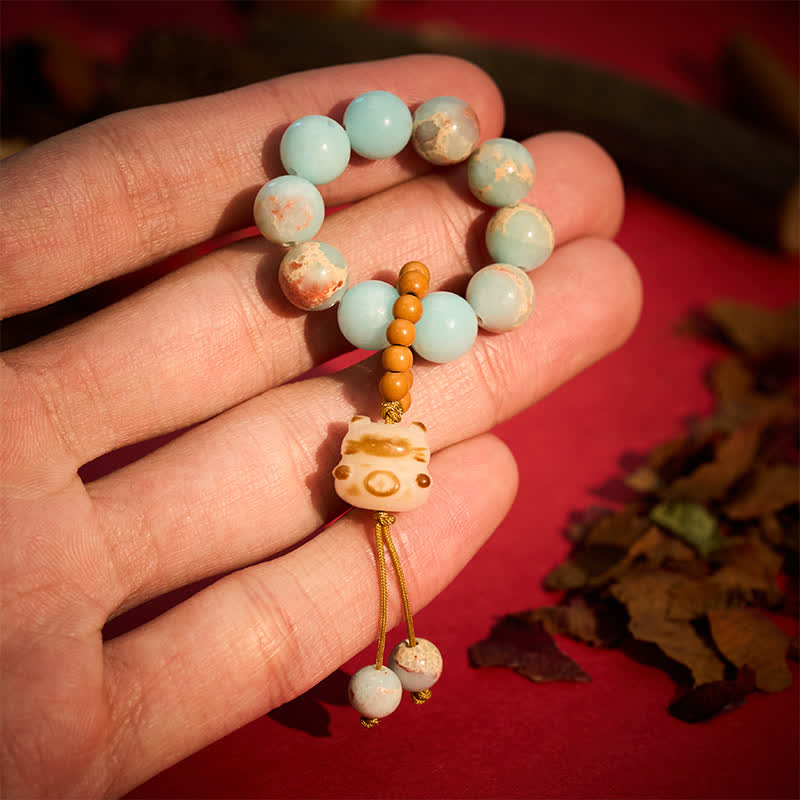 Buddha Stones 寿山石炭焼き猫幸運触覚瞑想ビーズ装飾品 - 10mm - 寿山石（ポジティブ♥調和） - image 1