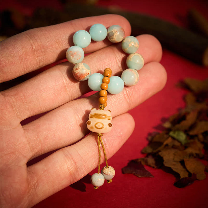 Buddha Stones 寿山石炭焼き猫幸運触覚瞑想ビーズ装飾品 - 10mm - 寿山石（ポジティブ♥調和） - image 1