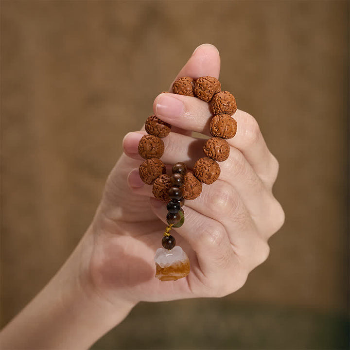 Buddha Stones 金剛種子炭焼き菩薩ペンダント強さ触覚瞑想ビーズ装飾 - image 3