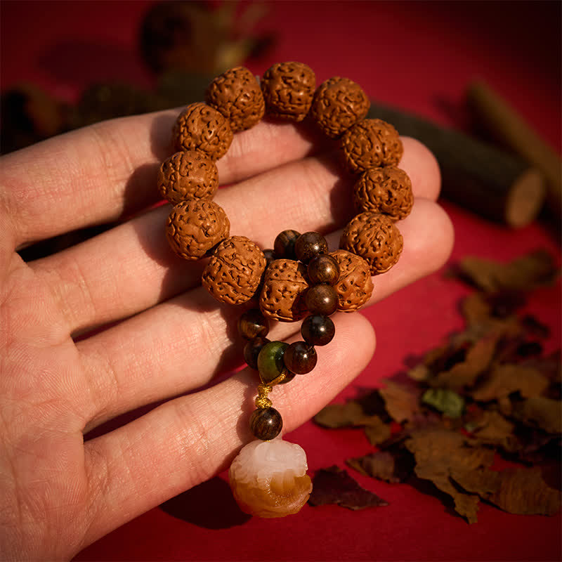 Buddha Stones 金剛種子炭焼き菩薩ペンダント強さ触覚瞑想ビーズ装飾 - ヴァジュラシード（力♥守護） - image 0