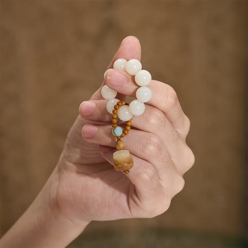 Buddha Stones 金剛種子炭焼き菩薩ペンダント強さ触覚瞑想ビーズ装飾 - image 9