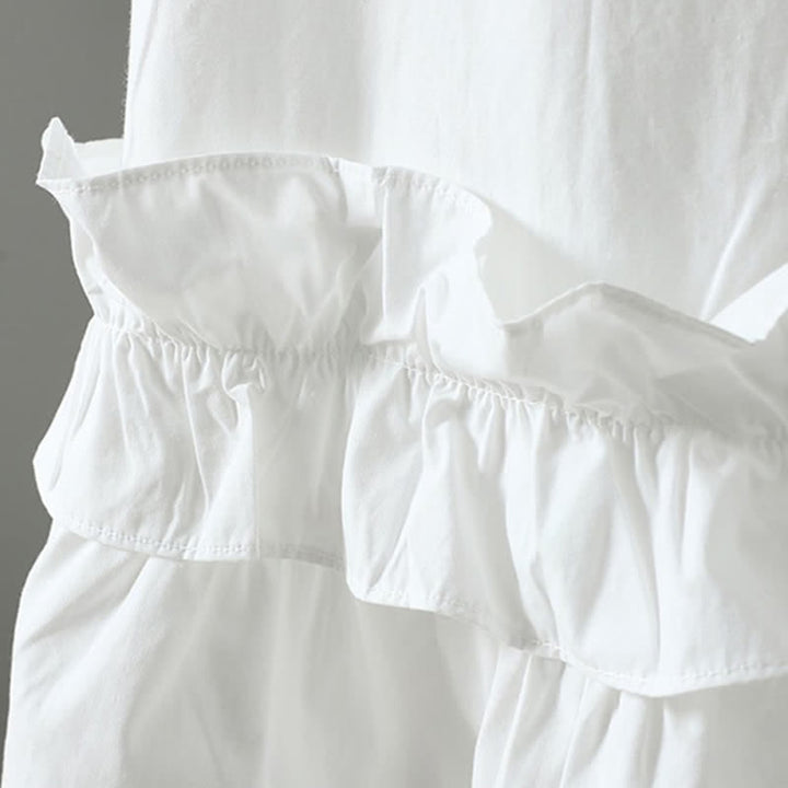 Buddha Stones 夏物カジュアルミニマリスト無地フリル裾レディース半袖ワンピース - image 13