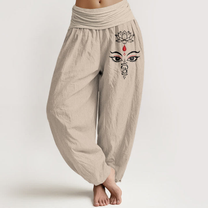Buddha Stones 純綿白蓮目柄レディースゴムウエストハーレムパンツ - タン - US16、 UK/AU20、 EU48 (3XL) - image 11