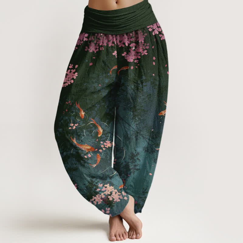 Buddha Stones 純綿素材、鯉、ウエストゴム入り、ポケット付きレディースパンツ - ダークスレートグレー - US16、 UK/AU20、 EU48 (3XL) - image 5