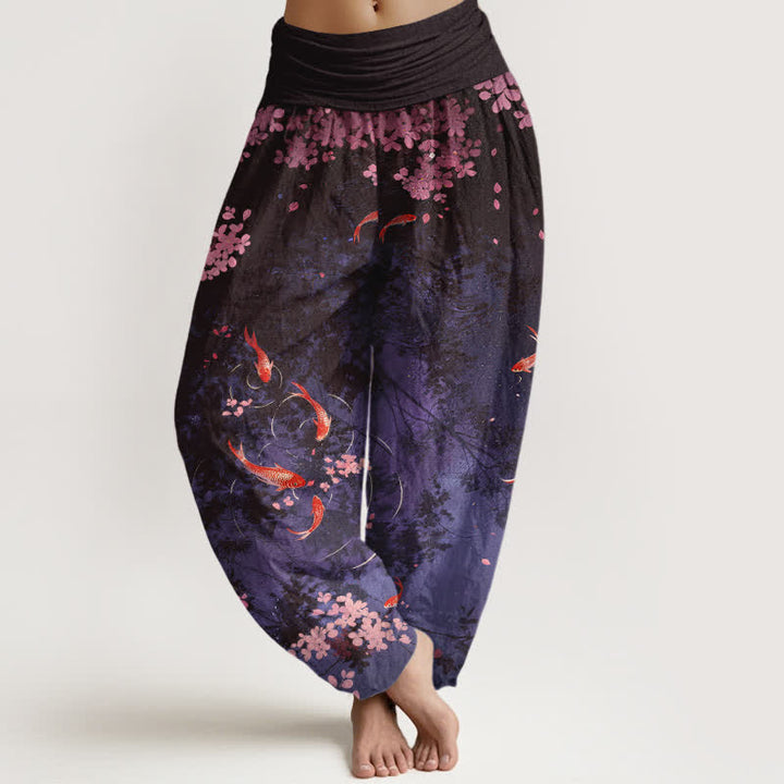 Buddha Stones 純綿素材、鯉、ウエストゴム入り、ポケット付きレディースパンツ - インジゴ - US16、 UK/AU20、 EU48 (3XL) - image 8