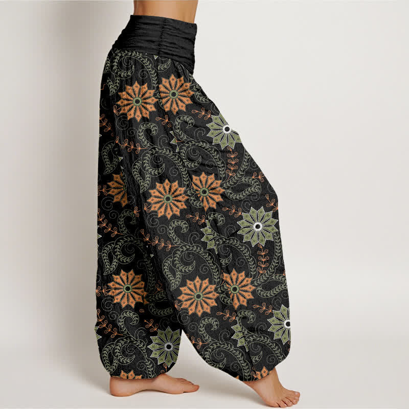 Buddha Stones コットン素材のボヘミアンマンダラ柄レディースゴムウエストハーレムパンツ - image 1
