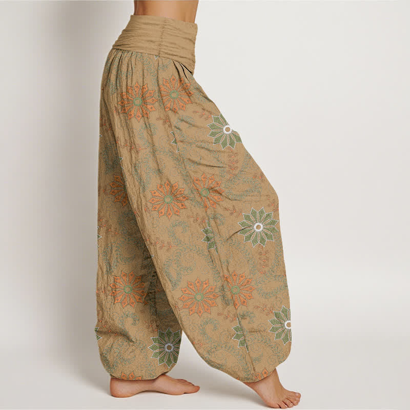 Buddha Stones コットン素材のボヘミアンマンダラ柄レディースゴムウエストハーレムパンツ - image 6
