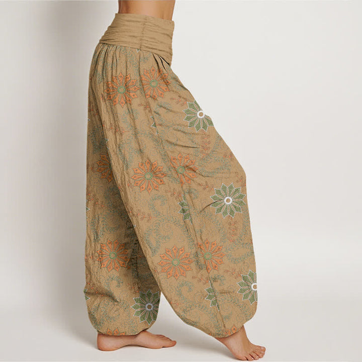 Buddha Stones コットン素材のボヘミアンマンダラ柄レディースゴムウエストハーレムパンツ - image 6