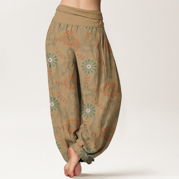 Buddha Stones コットン素材のボヘミアンマンダラ柄レディースゴムウエストハーレムパンツ - image 7