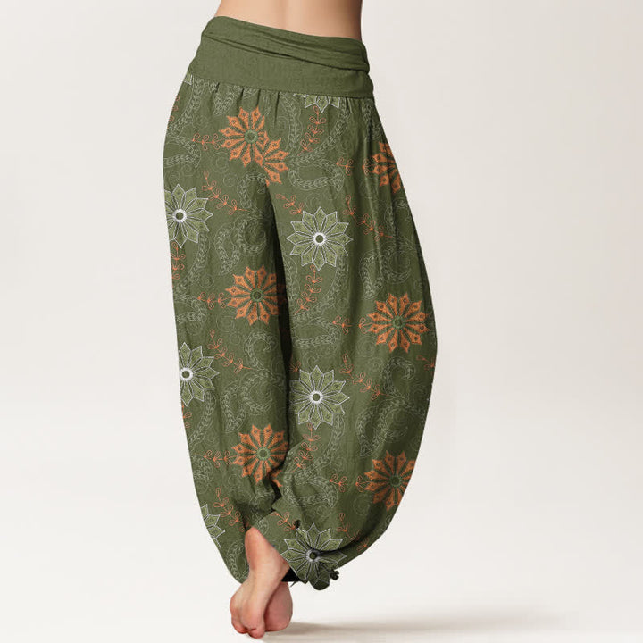 Buddha Stones コットン素材のボヘミアンマンダラ柄レディースゴムウエストハーレムパンツ - image 10
