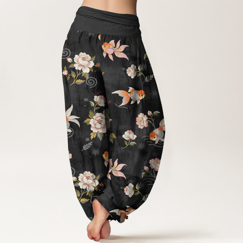 Buddha Stones 純綿鯉鯉柄レディースゴムウエストハーレムパンツ - image 10