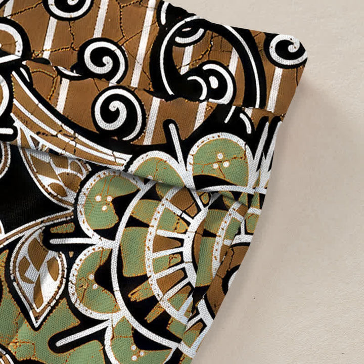 Buddha Stones コットンリネン ボヘミアン マンダラ柄 レディース ゴムウエスト ワイドレッグパンツ ポケット付き - image 3