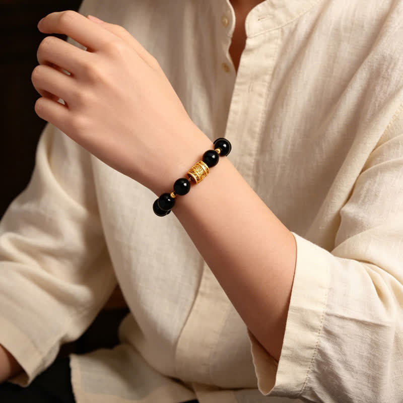 Buddha Stones タイガーアイ・ブラックオブシディアン勇気のビーズブレスレット - image 16